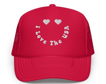 Embroidered USA Foam Trucker Hat: 4th of July Patriotic Cap