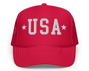 Haftowana czapka z pianki USA typu trucker: Patriotyczna czapka z okazji 4 lipca