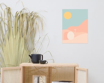 He Is Risen Easter Poster: Minimalist Christian Wall Art