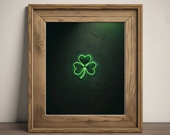Shamrock Neon Sign Art - St. Patricks Day Printable (Digitaler Download)
