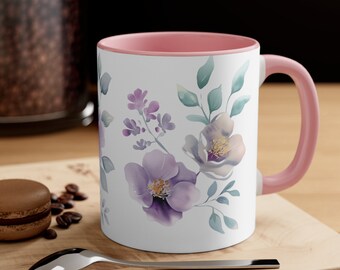 Mug floral pour la fête des mères - Mug à café décoratif unique - Verres fabriqués à la main pour cadeau de maman