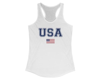 USA Clothing July 4th Tank Top, Patriotic Racerback Shirt for Women, Independence Day Gift