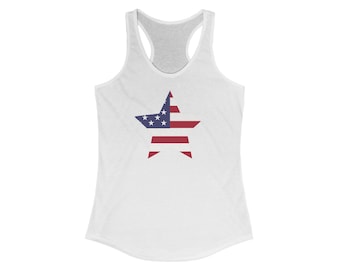 USA Flag Star Racerback Tank Top, Patriotic July 4th Clothing