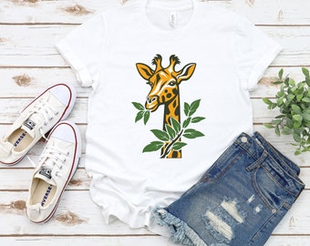 Giraffe Graphic Tee - Soft Cotton Whimsical Animal Shirt