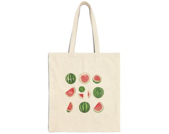 Mother's Day Gift, Eco-Friendly Watermelon Design Cotton Canvas Tote for Daily Use