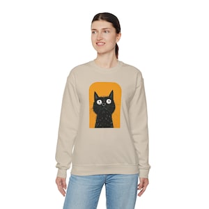 Cartoon Cat Sweatshirt, Cozy Fun Casual Wear, Perfect for Lounging, Unique Birthday Gift