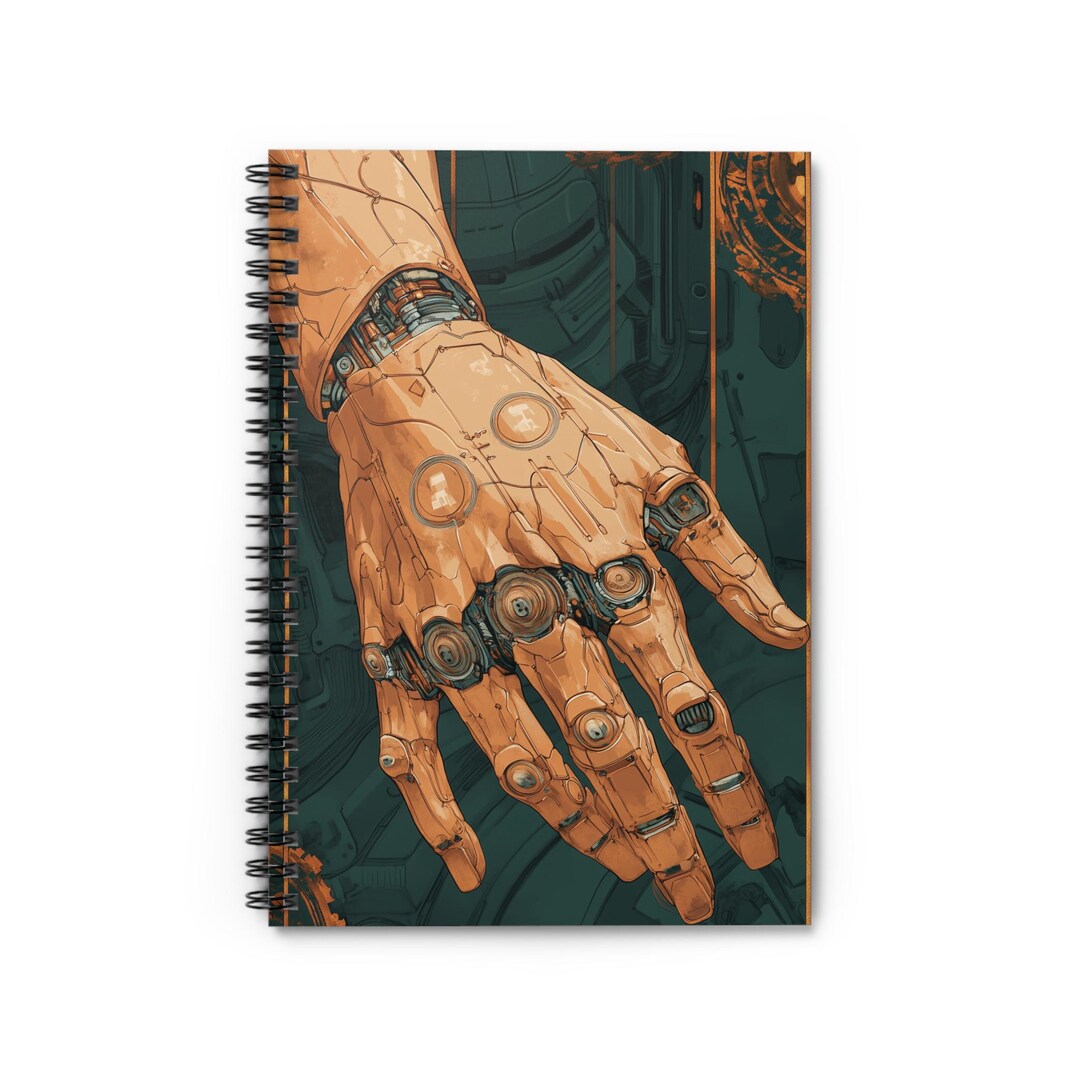 Robotic Hand Covered Spiral Notebook - Ideal for Tech Geeks, School ...