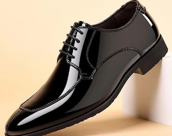 Handmade Black Color Genuine Patent Leather Stylish Split  display picture 1