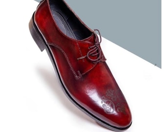 joseph abboud burgundy dress shoes Burgundy Oxford Dress Shoes for Men. – HolloMen main image 1