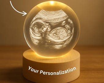 Benutzerdefinierte Ultraschallkristalllampe: Personalisiertes Baby-Sonogramm-Nachtlicht