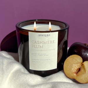 Cashmere Plum Soy Candle | Fruity and Velvety | Large Candle | 60+ hours of burn time | Eco-Friendly | Perfect for gifting