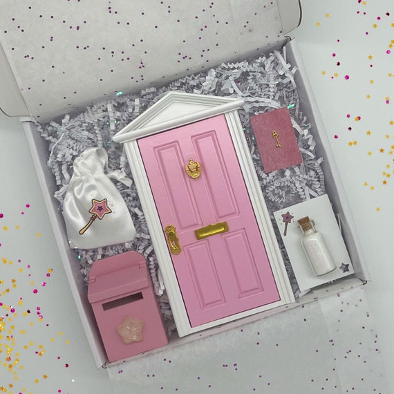 TOOTH FAIRY SET (Pink), Fairy Kit, Tooth Fairy Dust, Tooth Fairy Door, Tooth Fairy Glow-in-the-dark Mailbox, First Tooth, Tooth Fairy Visit