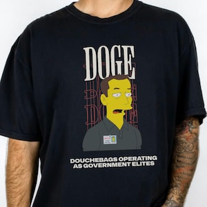 Elon Musk Anti DOGE Douchebags, die als Regierung Eliten Parodie T-Shirt Statement T-Shirt Unisex Grafik-Shirt Anti Musk Protest Bekleidung