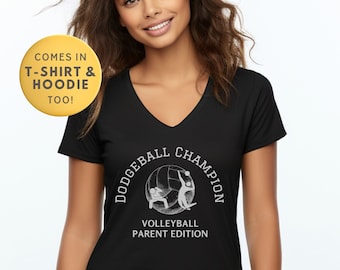 Volleyball Spectator V-neck Shirt for Volleyball Fan Dodgeball Champ Meme Volleyball Gift for Mom Dad Unisex Jersey Short Sleeve Tee