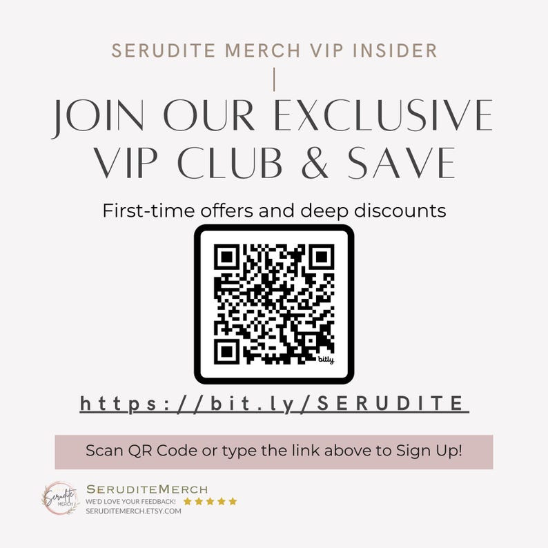 May include: A promotional graphic with text inviting viewers to join an exclusive VIP club. The image features a QR code, the text "JOIN OUR EXCLUSIVE VIP CLUB & SAVE", and a website link. The background is a light beige color.