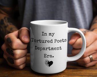 In My Reading Era Tortured Department Mug Typewriter Script Gift for Swift Fan Gift Hot Beverage Mug Gift Idea for Poetry Lovers Office Mug