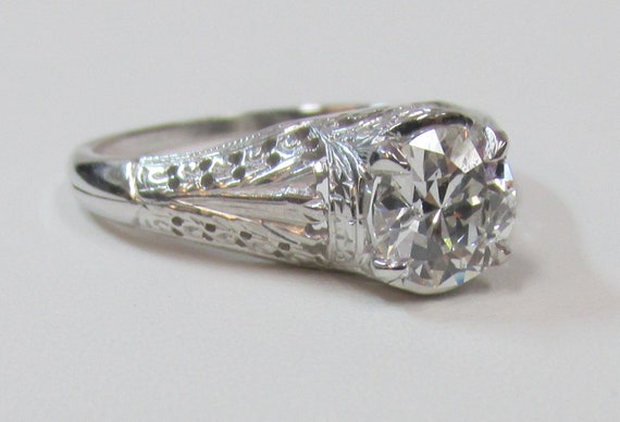 Art Deco Diamond 14K WG Ring - image 1