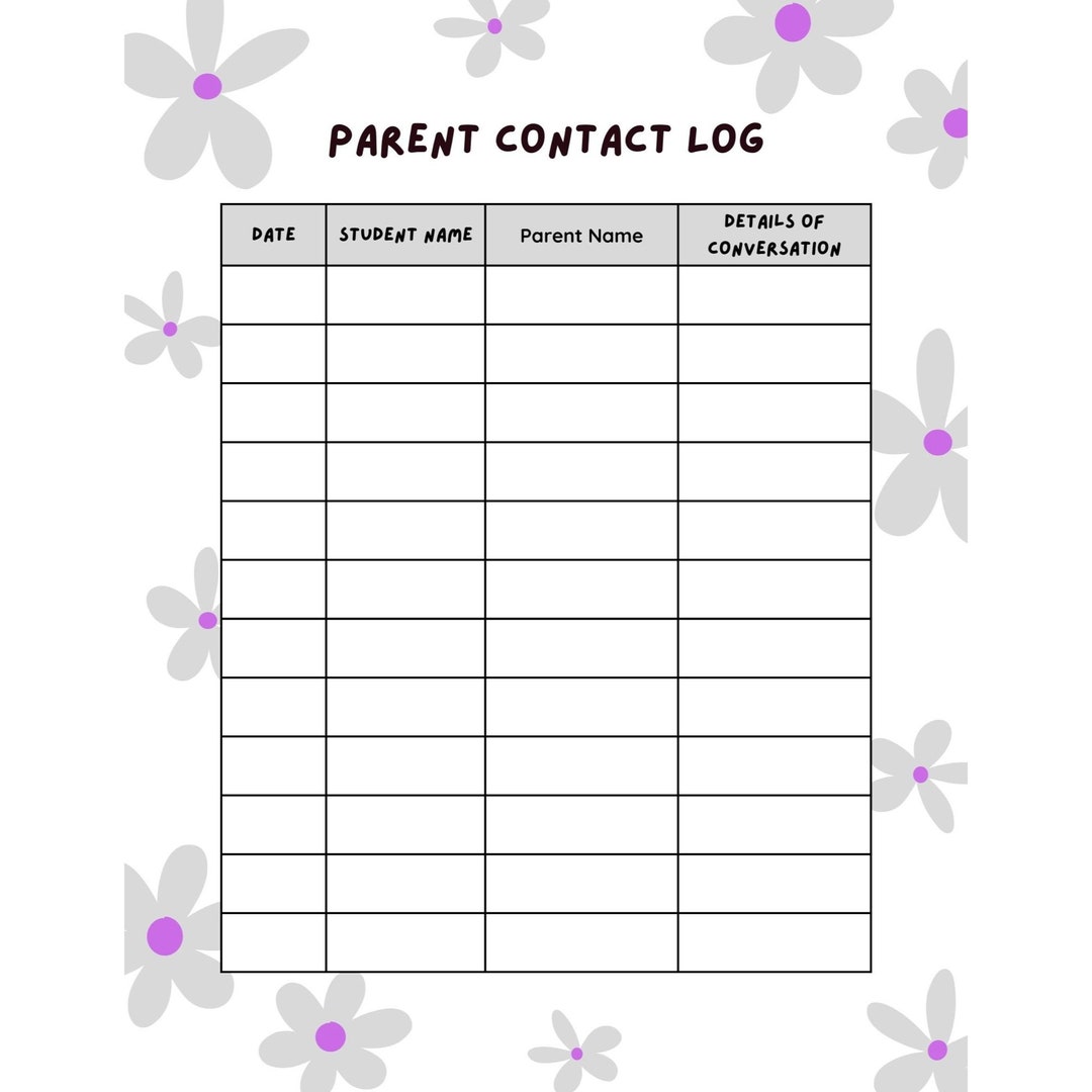 Parent Contact Log Sheet Template - Etsy