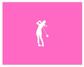 Golfer Silhouette note cards, thank you notes, Pink golfer notecards, golfer notecards, hostess gifts, golfer gifts, stationery, pink notes