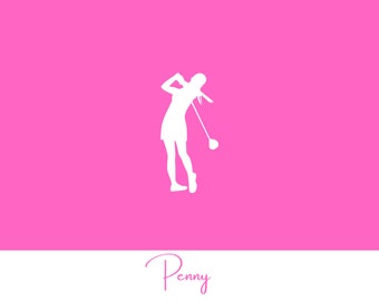 Personalized Pink Golfer Silhouette, thank you notes, Pink golfer notecards, golfer notecards, personalized golf notecards, golfer gifts