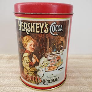 Hershey Cocoa Tin Box Container Hershey Chocolate Bittersweet Boy Graphics