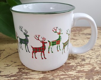 Kris Ruff für Eccolo Urlaub karierte Rentier Kaffeetasse Becher