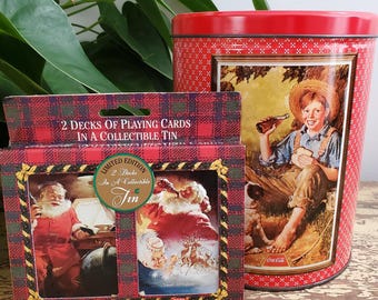 Juego de latas vintage de Coca Cola: lata rompecabezas y naipes