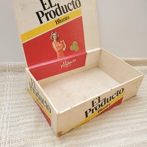 Vintage Empty Cigar Box El Producto Blunts Girl With Harp Design