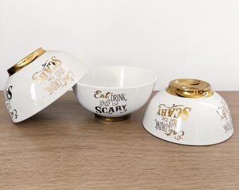 Zestaw 3 porcelanowych misek do wsuwania na Halloween Ciroa Luxe Eat Drink And Be Scary