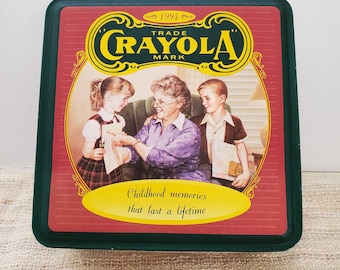 Vintage Crayola Crayon Tin Box 1994 Empty Tin Collectible