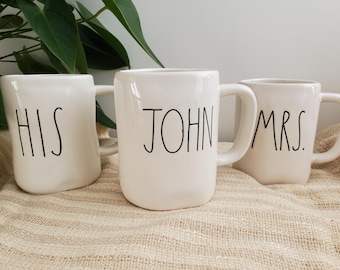 Rae Dunn Artisan Collection Mrs. His Coffee Cup Mug Klassiek aardewerk