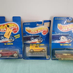 Vintage Hot Wheels Die Cast Metal Cars Toys Set Of 3 Cadillac Ford Delivery Doozie