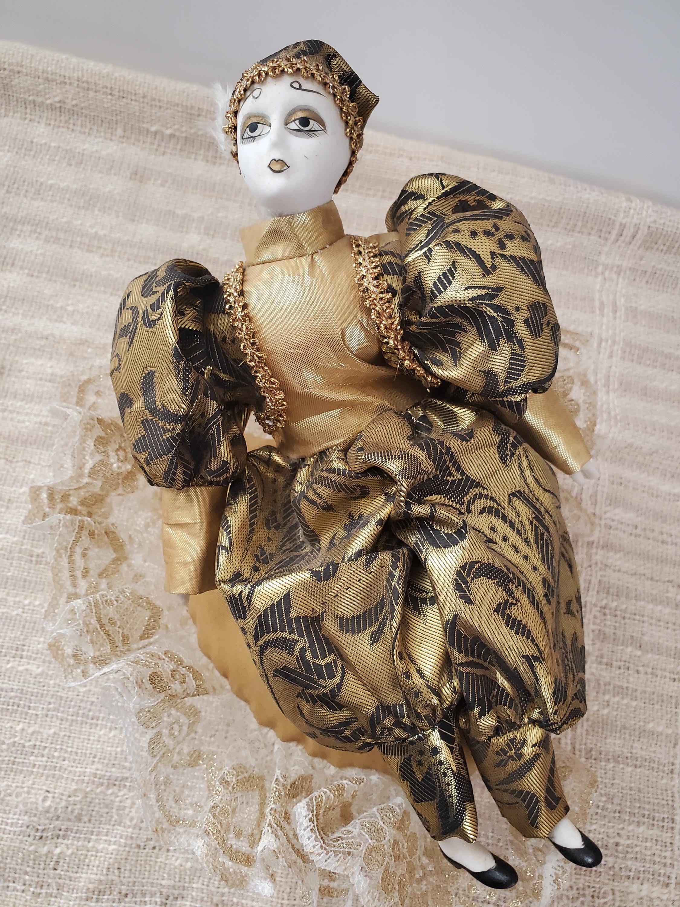 Poupées Arlequin en porcelaine vénitienne vintage. - France