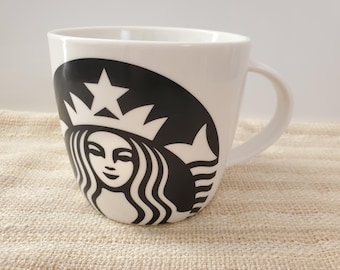 Starbucks Classic Logo Siren Mermaid Black & White Coffee Cup Mug