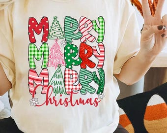 Merry Christmas PNG, Coquette Bow PNG, Holiday Shirt Design, Festive Greenery Clipart, Christmas Sublimation, Digital Download