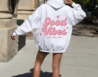 Sweat à capuche oversize Good Vibes : tenue de plage estivale, sweat-shirt tendance