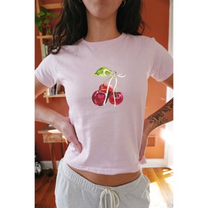 Y2K Cherry Baby Tee: Vintage Coquette Crop Top