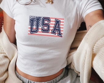USA 4 juillet T-shirt bébé : T-shirt graphique cow-girl rétro