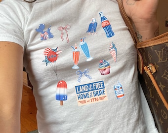 T-shirt bébé cowgirl rétro du 4 juillet - Haut graphique américain