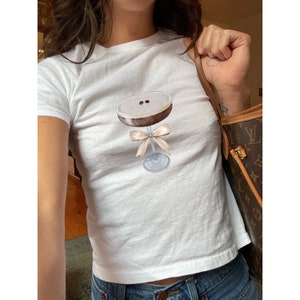 Espresso Martini Baby Tee: Y2K Coquette Crop Top