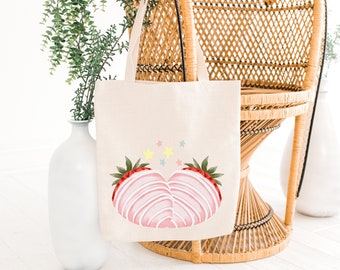 Strawberry Cotton Canvas Tote Bag