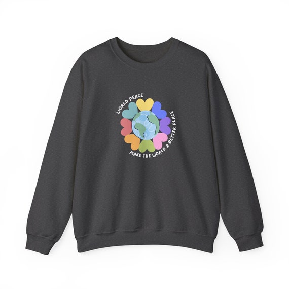 Earth Crewneck, World Peace Sweatshirt, Love and Peace Sweater