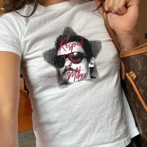 Respect Your Mother Baby Tee, Harry Album Merch Tour Concert Womens Baby Tee, Vintage Inspired Graphic Tee, Y2K Crop Top, Music Fan Shirt afbeelding 1