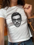Harry S Face Baby Tee, Harry Album Inspired Shirt, Women's Graphic Baby Tee, Trendy Fitted Tee, Concert Outfit, Music Lover Gift