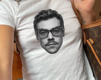 Harry S Face Baby Tee, Harry Album Inspired Shirt, Women's Graphic Baby Tee, Trendy Fitted Tee, Concert Outfit, Music Lover Gift