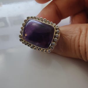 Amethyst and White Topaz Ring | Sterling Silver | 10+ ct Amethyst | Size 7 | Statement Cocktail Ring