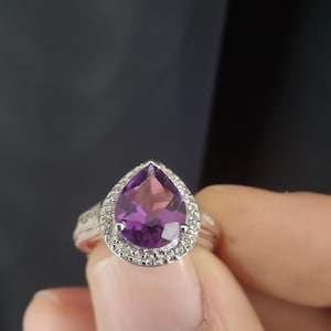Amethyst & White Topaz Ring | Sterling Silver | Size 7 | 1.45 ct Amethyst, .32 ct Topaz