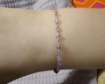 9 Inch Amethyst and Silver Bracelet / Anklet