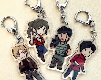 Resident Evil 2, 3, 4 Acrylic Charms - Leon, Claire, Ada, Carlos