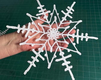 Giant Crochet Snowflakes ornament White Christmas Tree or Window decoration Christmas Home Decor Snowflakes Motifs Made & ship from USA!